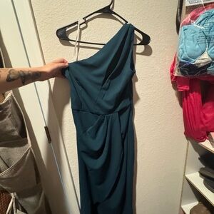 Elegant Teal One-Shoulder Dress